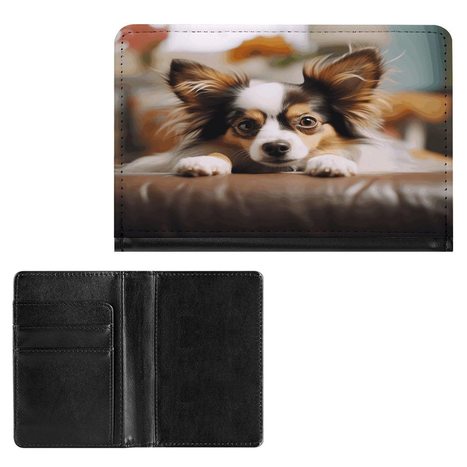Papillon - Funda para pasaporte tumbado sobre la barriga con bloqueo RFID, de piel, para pasaporte, protector de pasaporte, tarjeta de crédito, accesorios de viaje