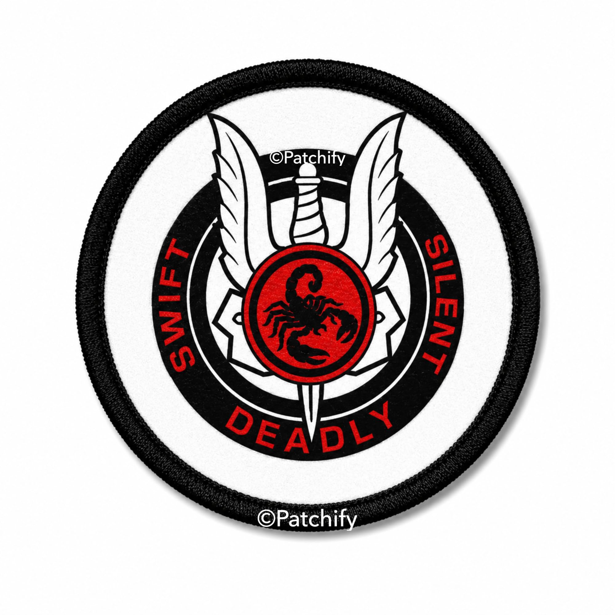 Swift Silent Deadly Special Forces Tactical Patch with Hook & Loop Backing | 3.5 Inch Round Military Patch for Tactical Bags, Jackets, Backpacks & Caps-image-3