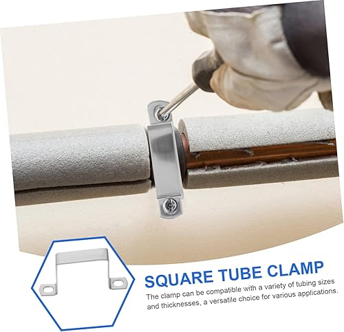 Miniatura 2 de NUOBESTY Abrazadera de tubo cuadrada de acero inoxidable Soporte de soporte en U engrosado para montaje en tubería Valla resistente y soporte de