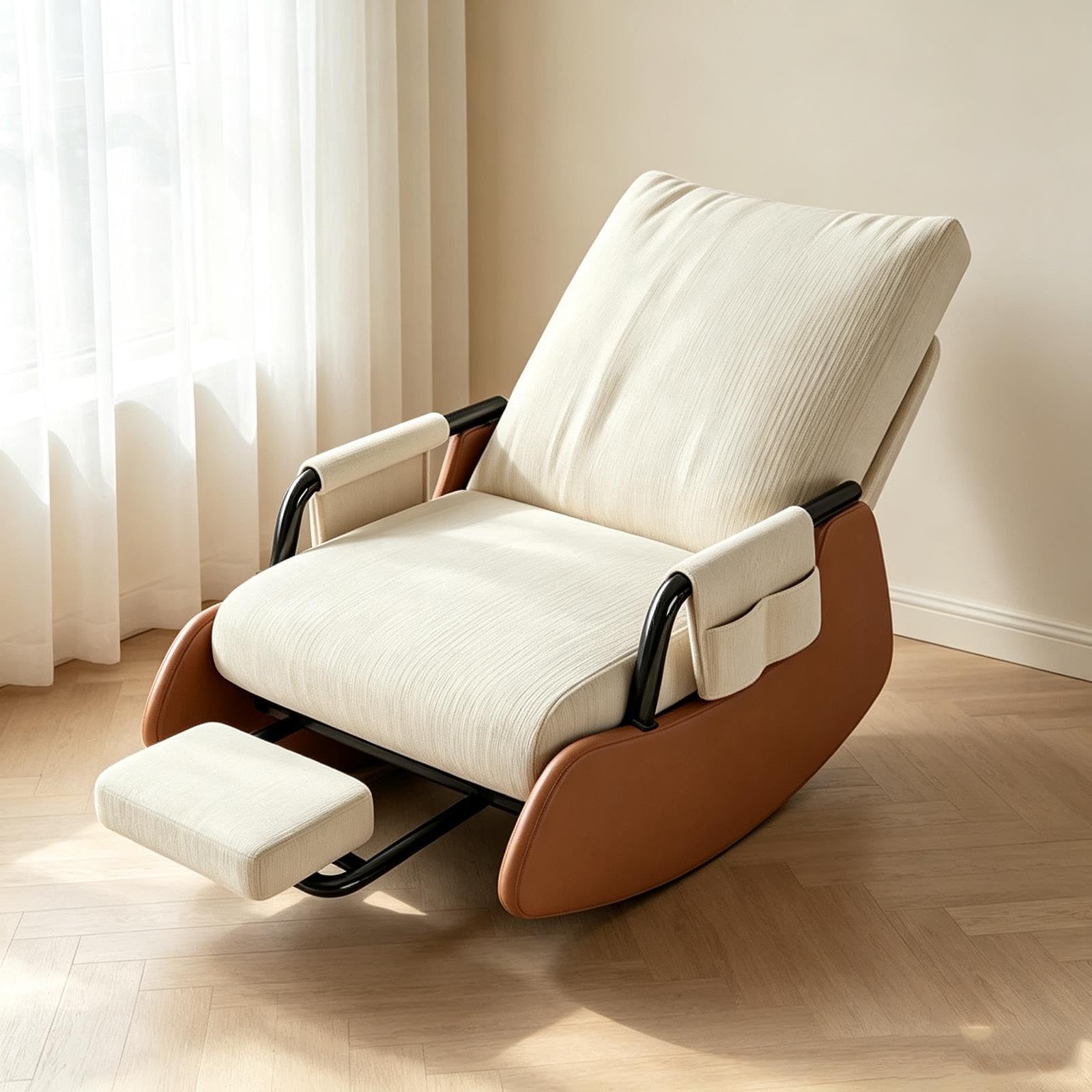 Fauteuil à bascule inclinable ergonomique avec repose-pieds, siège de salon