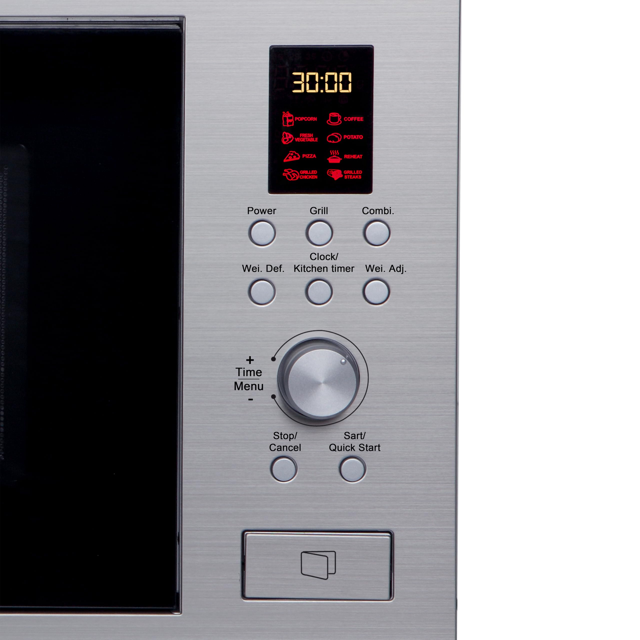 Orbegozo MIG 2330 - Microondas encastrable, 23 litros, cuerpo acero inoxidable, función grill, modo combi, protección infantil, 900 W