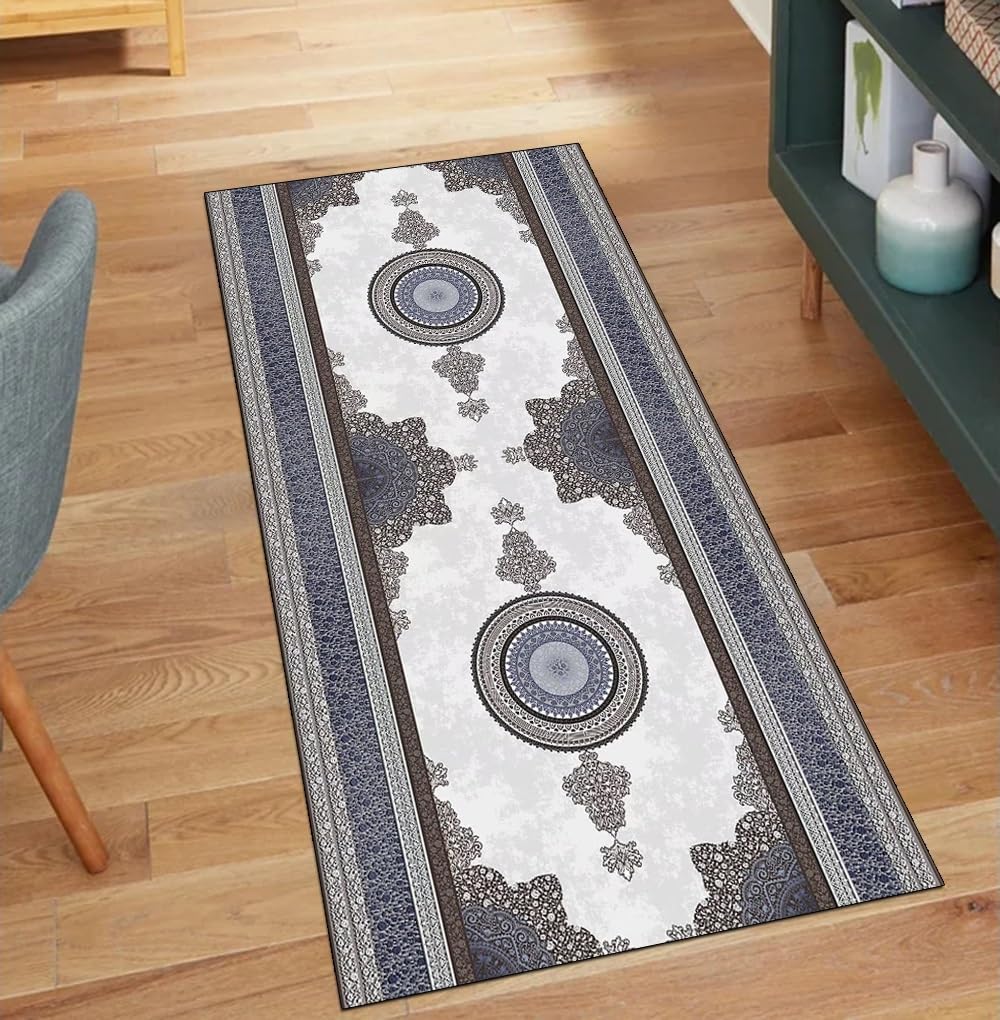 Alfombra de pasillo de 40x400 cm gris lavable por metros para cocina