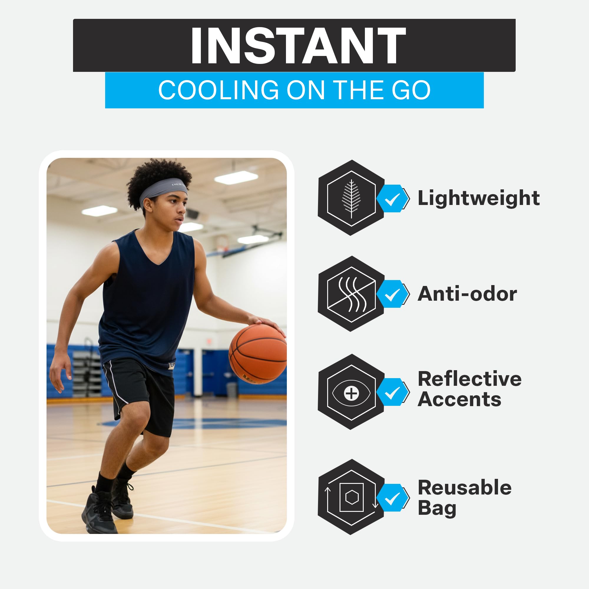 COLD FACTOR kühlendes Stirnband für Damen und Herren, LSF 50+, fortschrittlicher Verdunstungskomfort, sofort kühlendes Schweißband für Outdoor-Sport, Fitness, Yoga, Wandern, Laufen und Workouts
