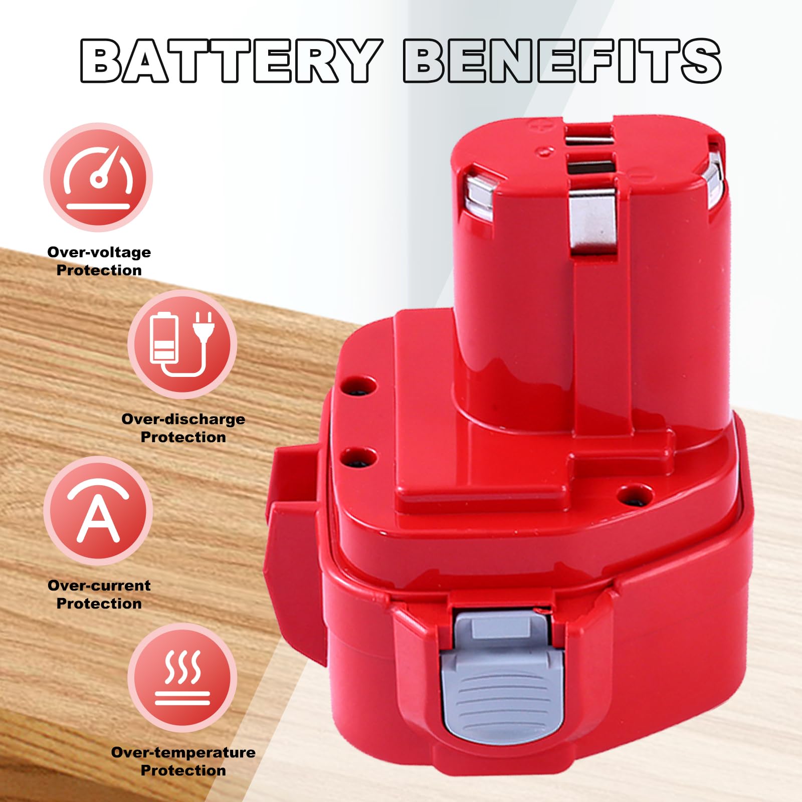 2X12V 3.6Ah Baterías Ni-MH Reemplazar para Makita 12V Batería PA12 1220 1222 1233 1234 1235 1235F Herramientas Eléctricas (Rojo)