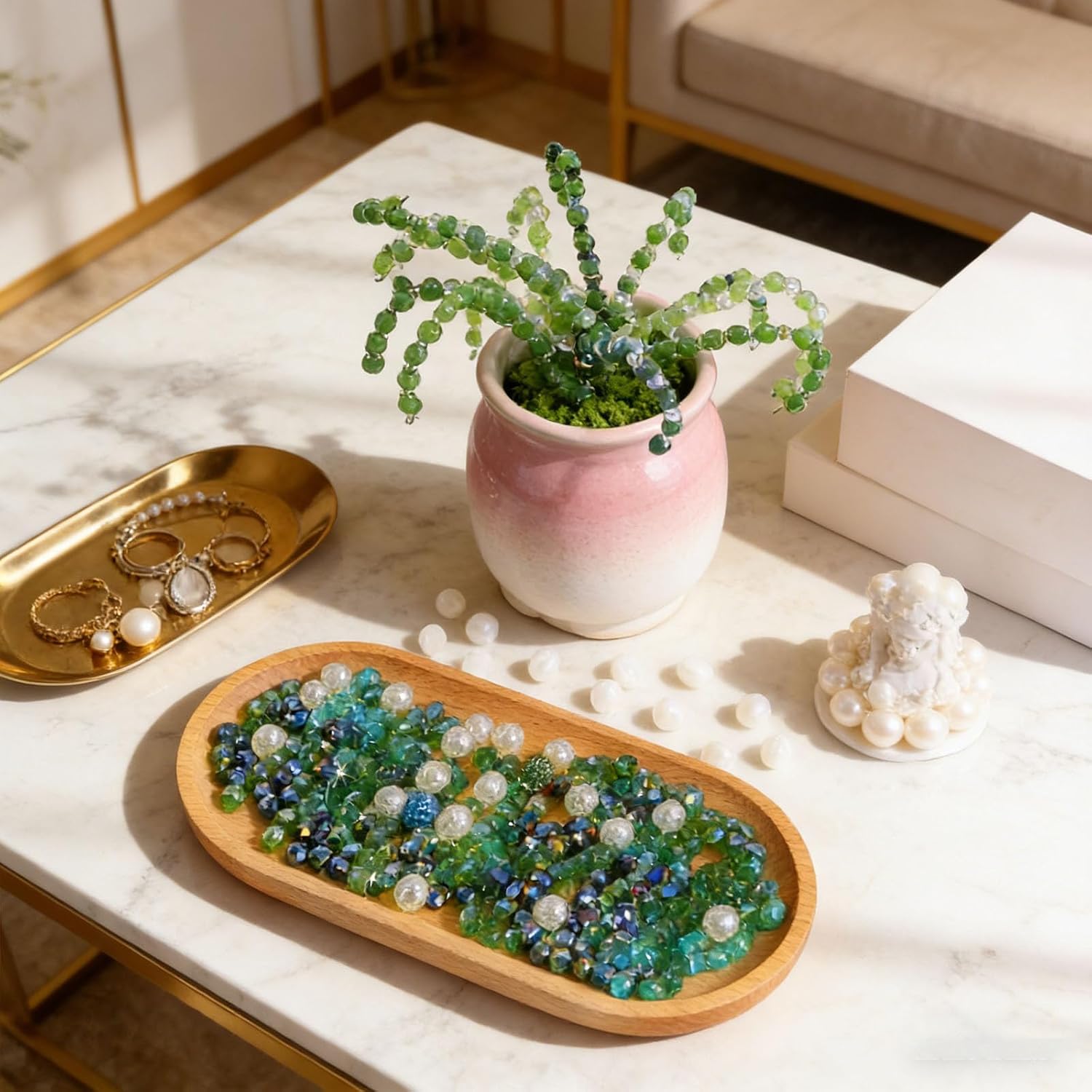 5500 PCS DIY Beaded Plant Kit for Adult, Green Glass Beads for Forever Plant Making with Leaf and Flower Beads, Succulent Seed Beads for Jewelry Making, Bracelet, Earrings, Necklace Crafts (GreenA)