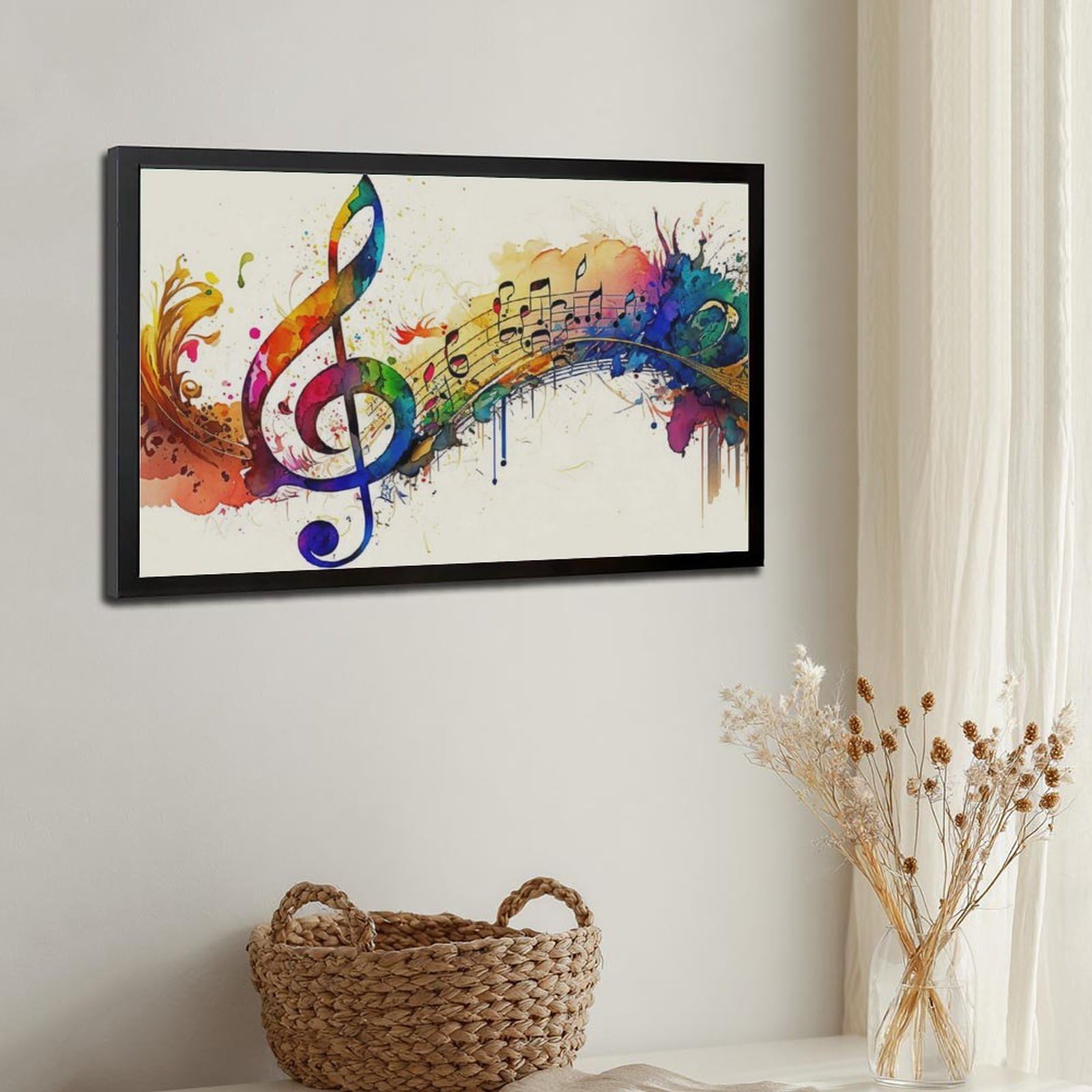 Musica da parete con note musicali, poster su tela, decorazione per camera da letto, ufficio, stanza, regalo, 61 cm L x 91,4 cm W
