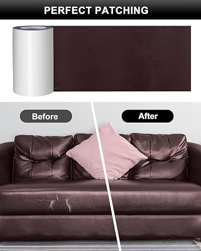 Miniatura 34 de Parche de reparación de cuero Numola, parche autoadhesivo para sofás, asientos de automóvil, sofás, bolsos, chaquetas Beige,Negro,Marrón