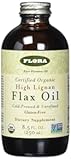 Flora Health Certified Organic High Lignan Flax Seed Oil, Cold Pressed, Unrefined & Gluten Free with Essential Fatty Acids, Unmodified Flaxseed Oil, 17 fl. oz. Glass Bottle