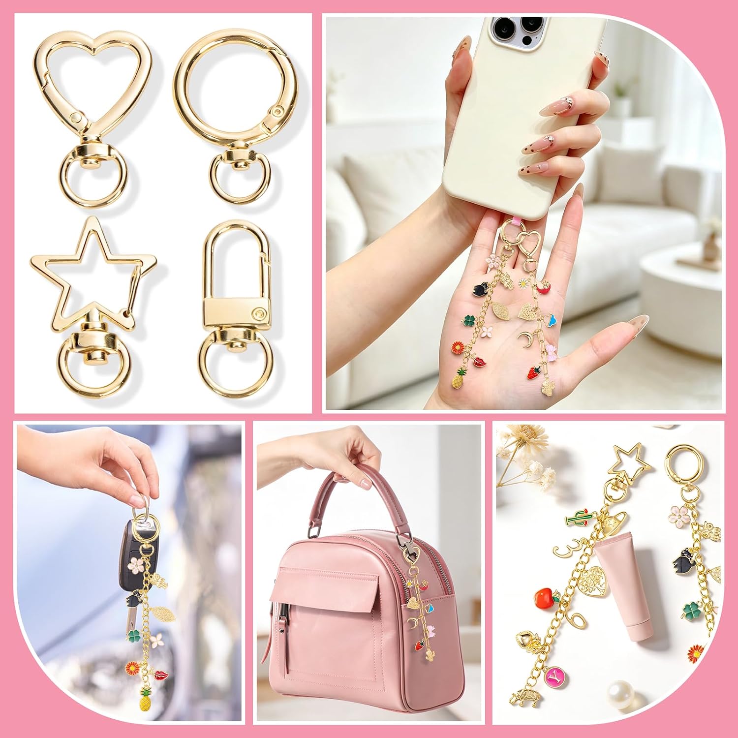 GPUSFAK 443Pcs Keychain Making Kit, Jewelry Making Kit with Pendants, Jump Rings, Pliers, Bag and Jewelry Making Tools for DIY Craft, Party