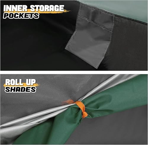 Miniatura 7 de MoNiBloom Tienda de campaña con cúpula para 2 personas con tragaluz, tienda de campaña familiar ultraligera de fácil instalación y mochilero con