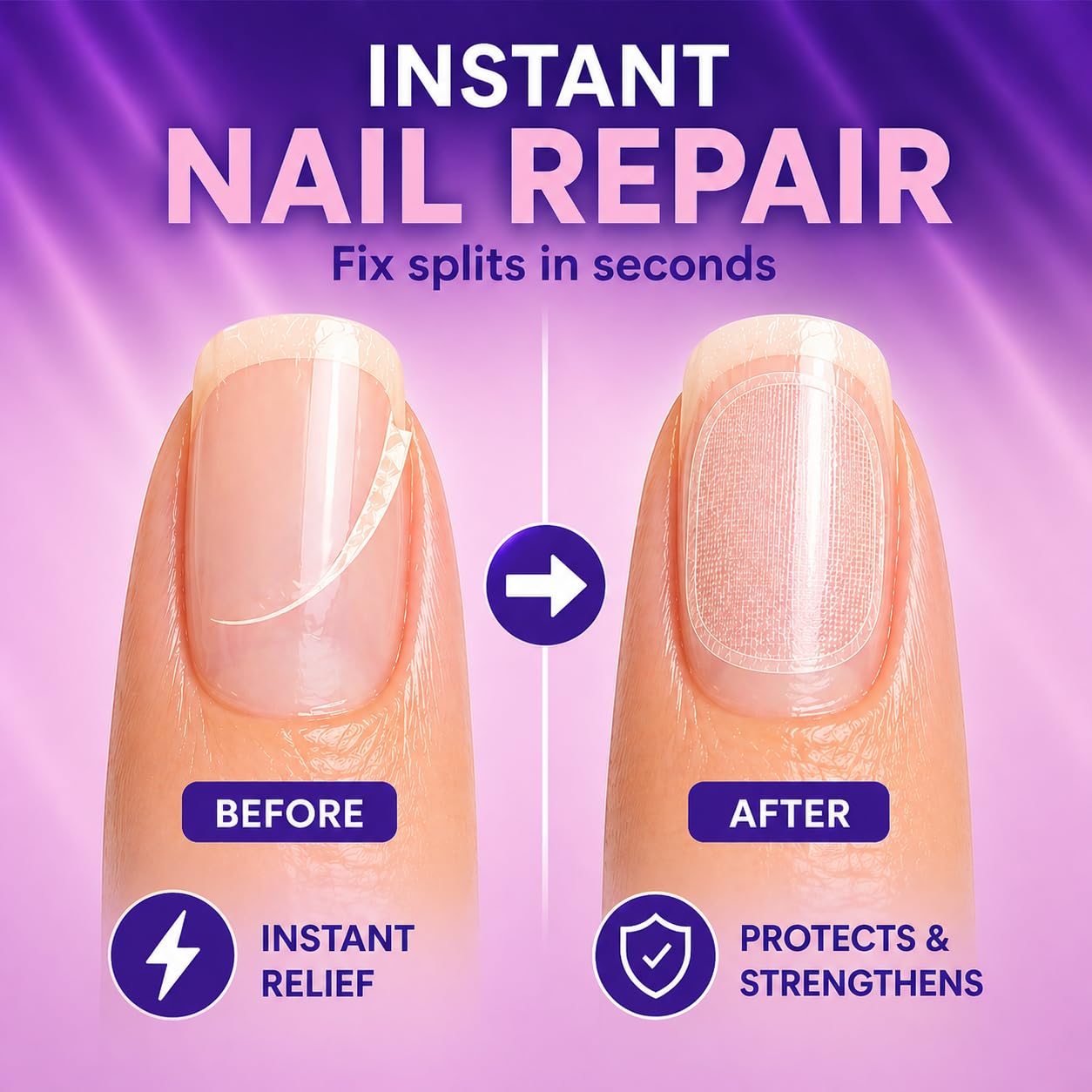 Nail Repair Patches - Clear Self-Adhesive Broken Nail Patches for Broken Fingernails - Split Fingernail Repair Sheet Instant Protection for Chips and Splits - 32 Pre-Shaped Tabs Manicure Saver Kit