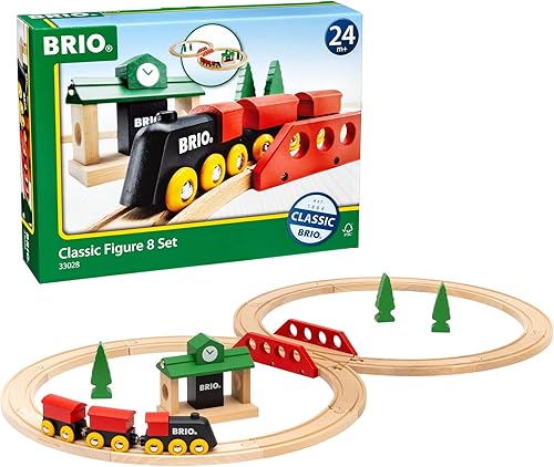 BRIO World Classic Juego de Tren en Forma de 8 con Paquete de Expansión Avanzada - Juegos de Juguetes de Ferrocarril de Madera de 22 Piezas y 11