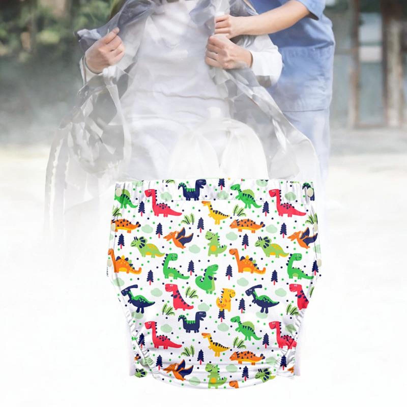 predolo Couche-culotte en tissu réutilisable pour adultes, culotte d'incontinence, housse de couche lavable robuste, housse de couche-culotte pour adultes, Dinosaure Xl