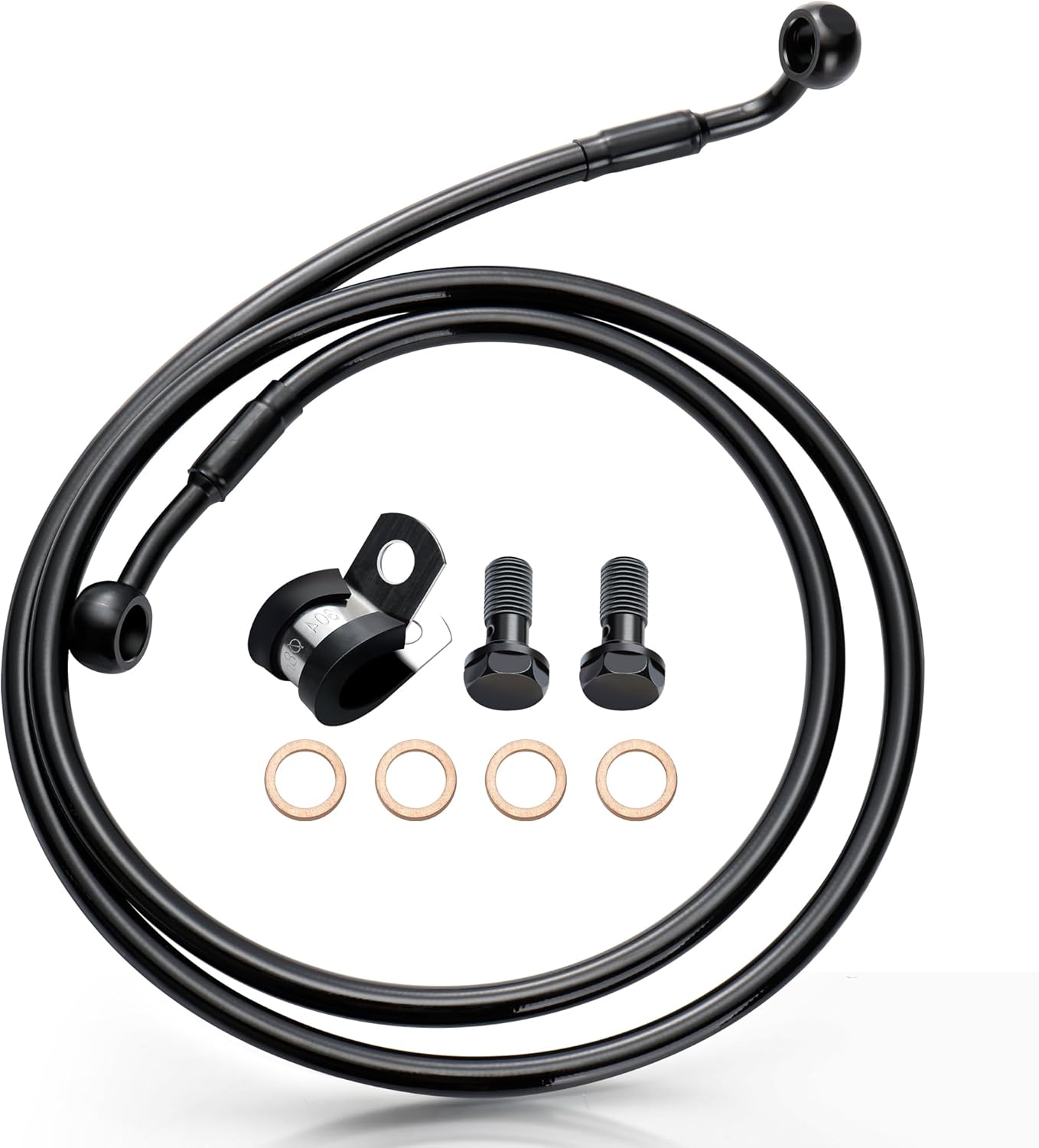 MoKitDora 44.5" Stainless Steel Braided Extended Front Brake Lines Oil Hose for Harley 2004-up Sportster 2018-up Softail Models 14" Handlebar without ABS, Black