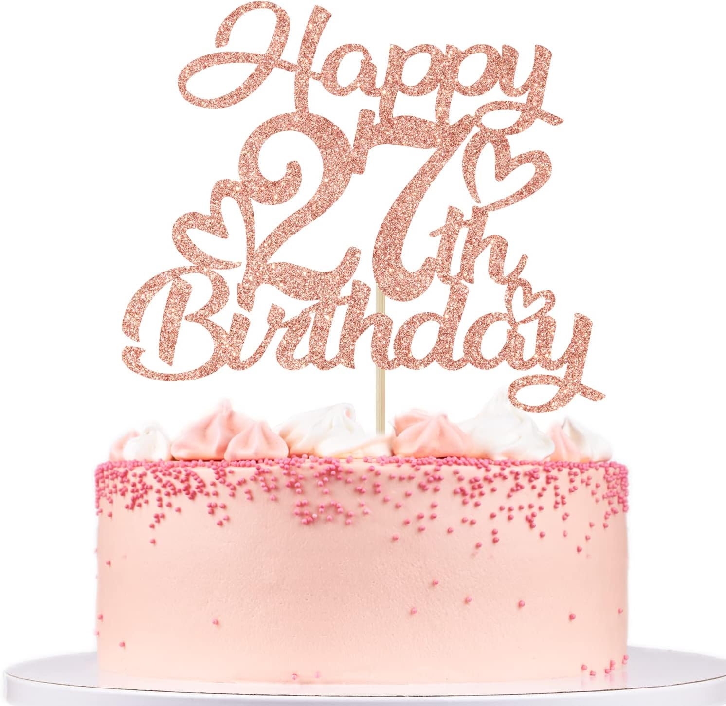 Amazon.com: Unoggsor Rose Gold Glitter Happy 27th Birthday Cake Topper ...