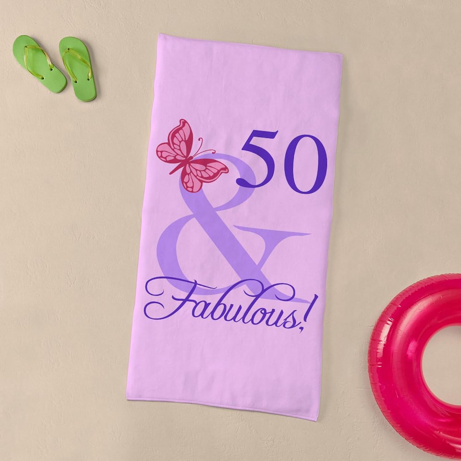 CafePress Fabulous 50Th Birthday 30"x60" Absorbent Cotton Back, Soft Beach, Pool Towel