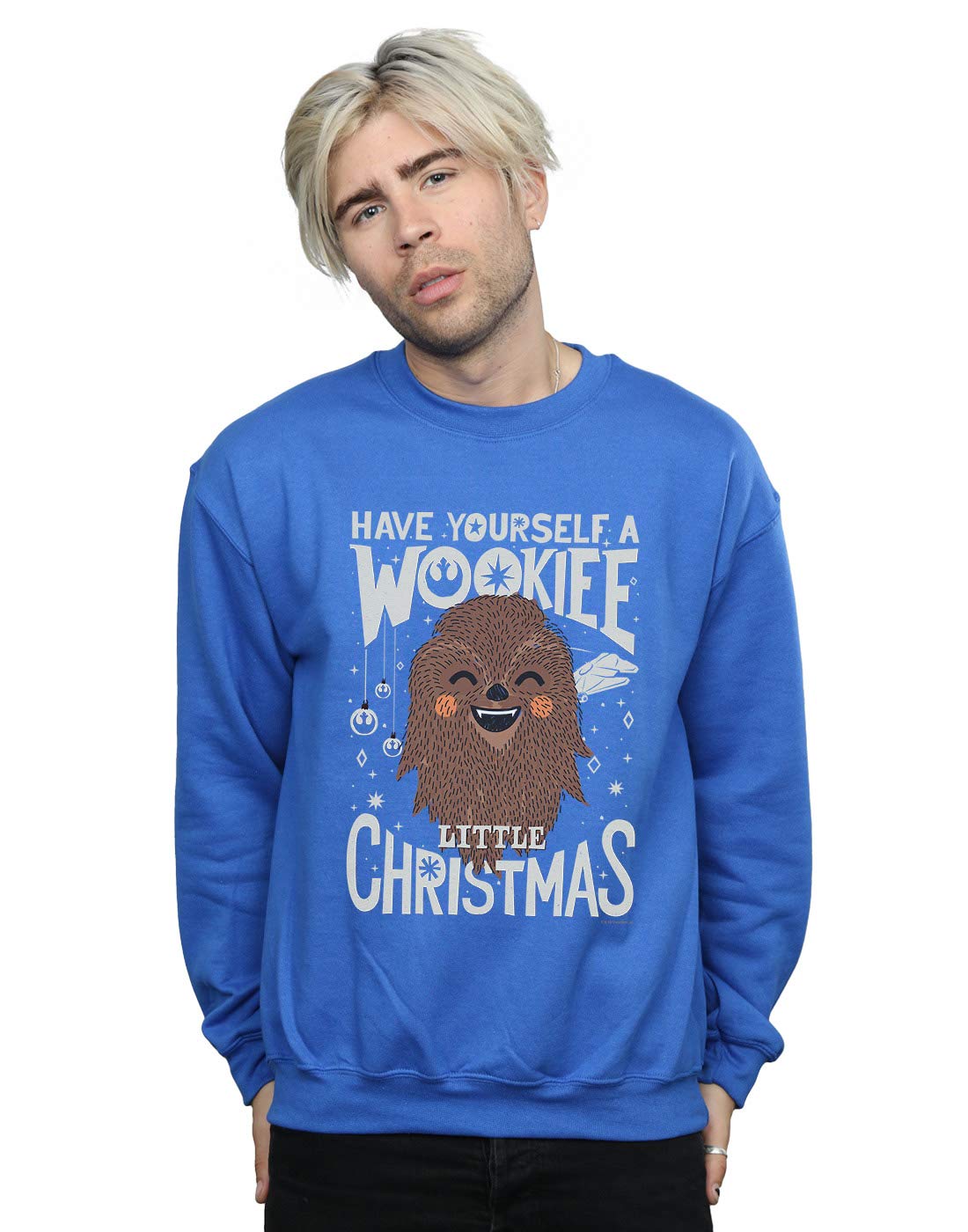 Star Wars Men's Wookiee Little Christmas Sweatshirt Royal Blue XXXXX-Large