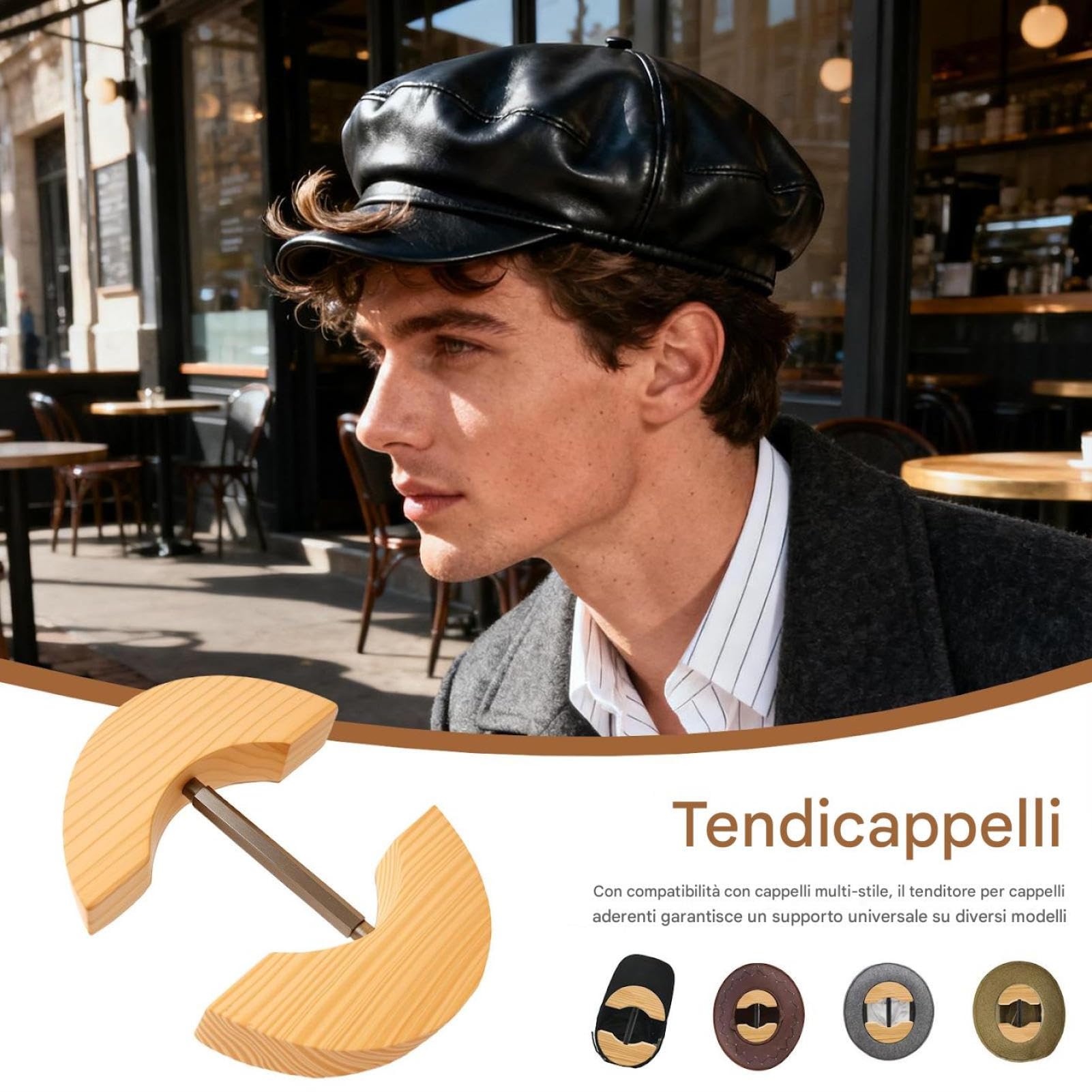 Barella Per Cappello Aderente - Barella Per Cappello In Legno | Estensore Per Cappelli, Estensore In Legno (1) Vestibilità Regolabile, Strumento Per Modellare Il Berretto, Ridimensionatore Per Coprica