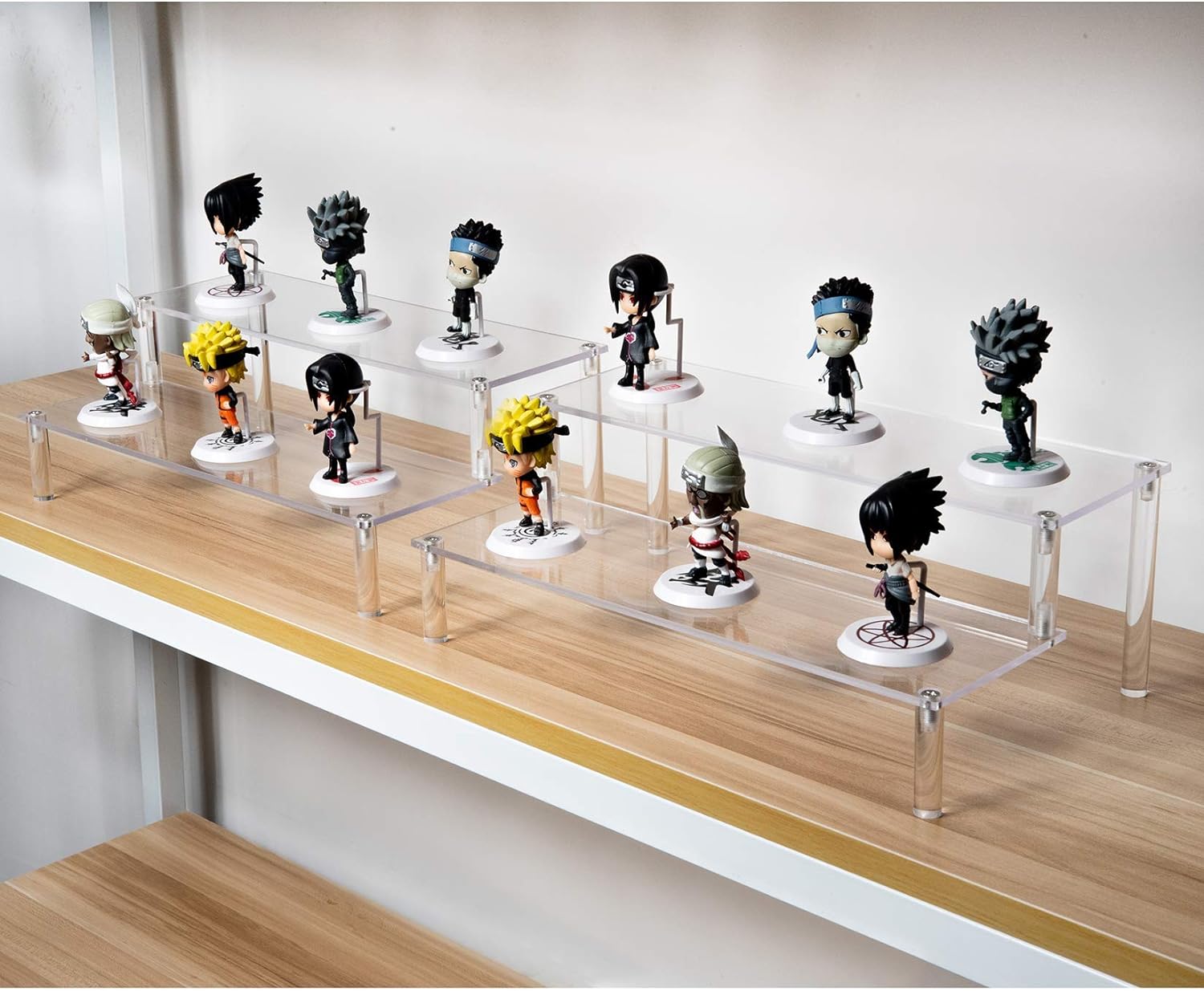 BYCY 2 Pack 2-Tier Clear Acrylic Display Stand Display Shelf for Dessert Jewels Figurines, Clear Cupcake Stand - 2 Pack ( 12 * 6.9 * 4.25 )