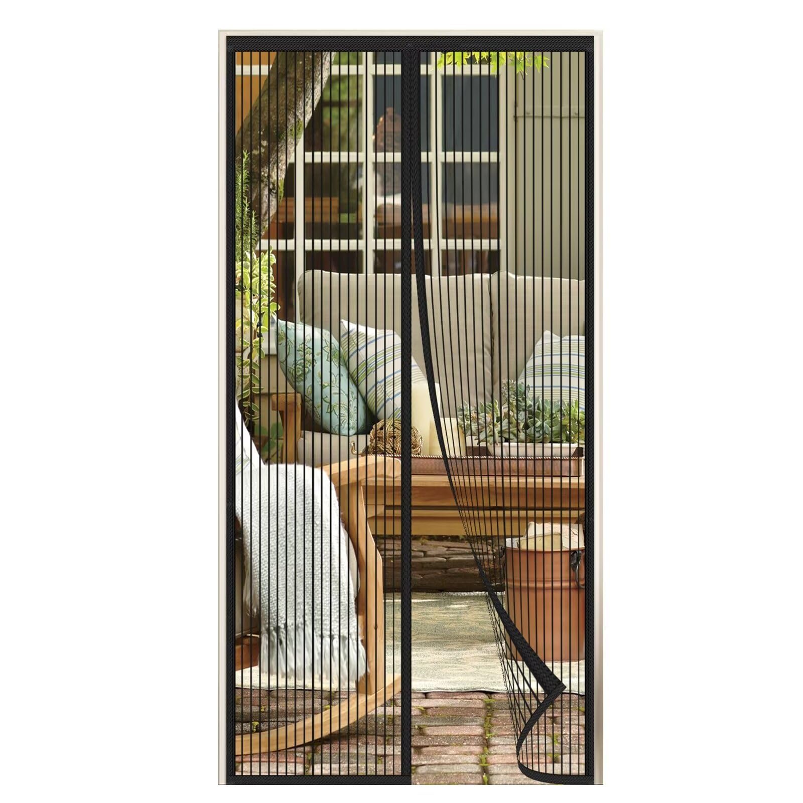 Zanzariera Magnetica 120x230cm Nero Tenda Zanzariera Porta Finestra | Poliestere Autosigillante Zanzariere con Forte Magneti per Animali Domestici Bambini per Balcone Cantina