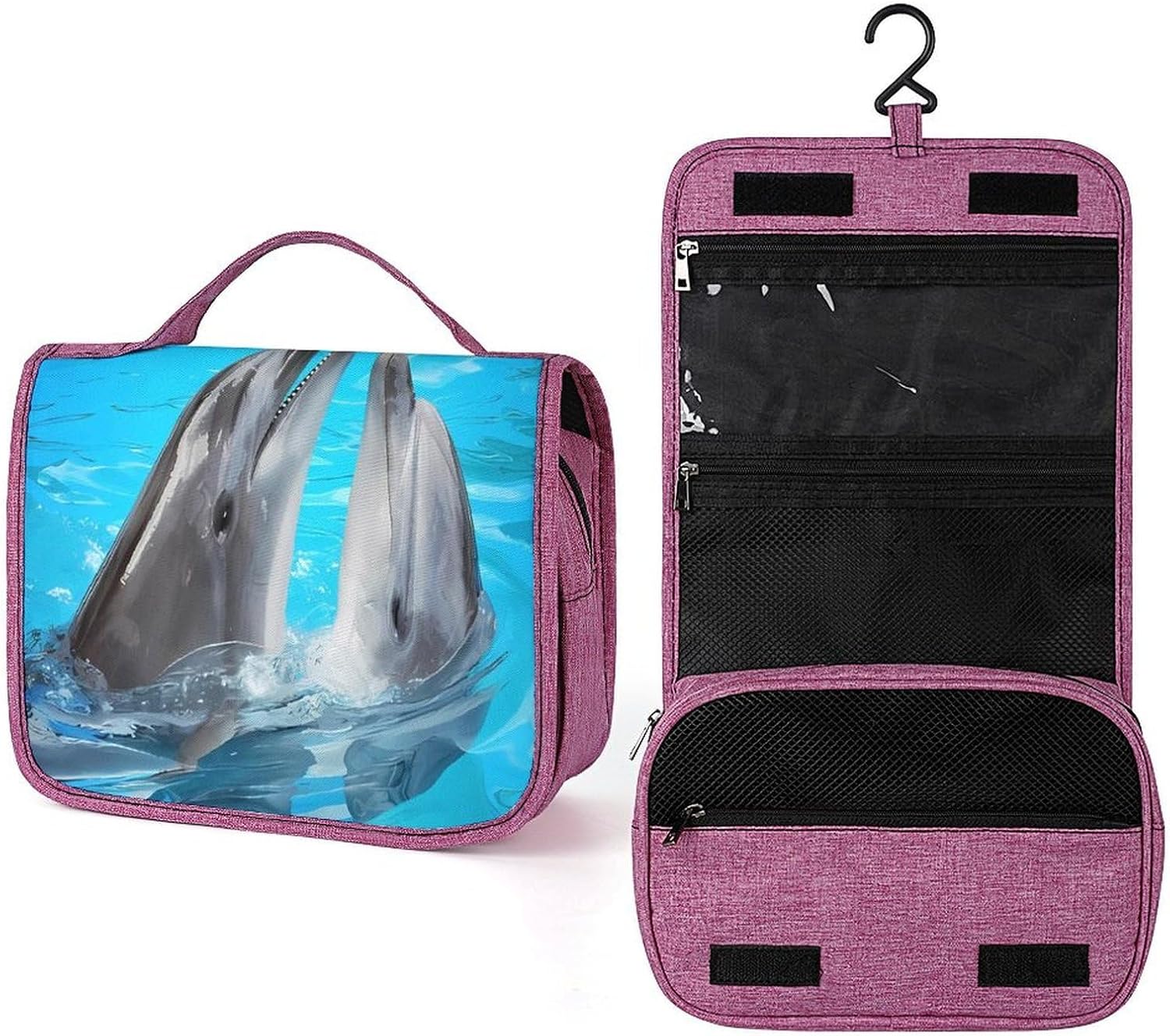 Cool Dolphin Hanging Toiletry Bag Waterproof Bathroom Toiletry Bag Compartments Multifunctional Makeup Bag Makeup And Toiletries Organizer Travel Toiletries Bags
