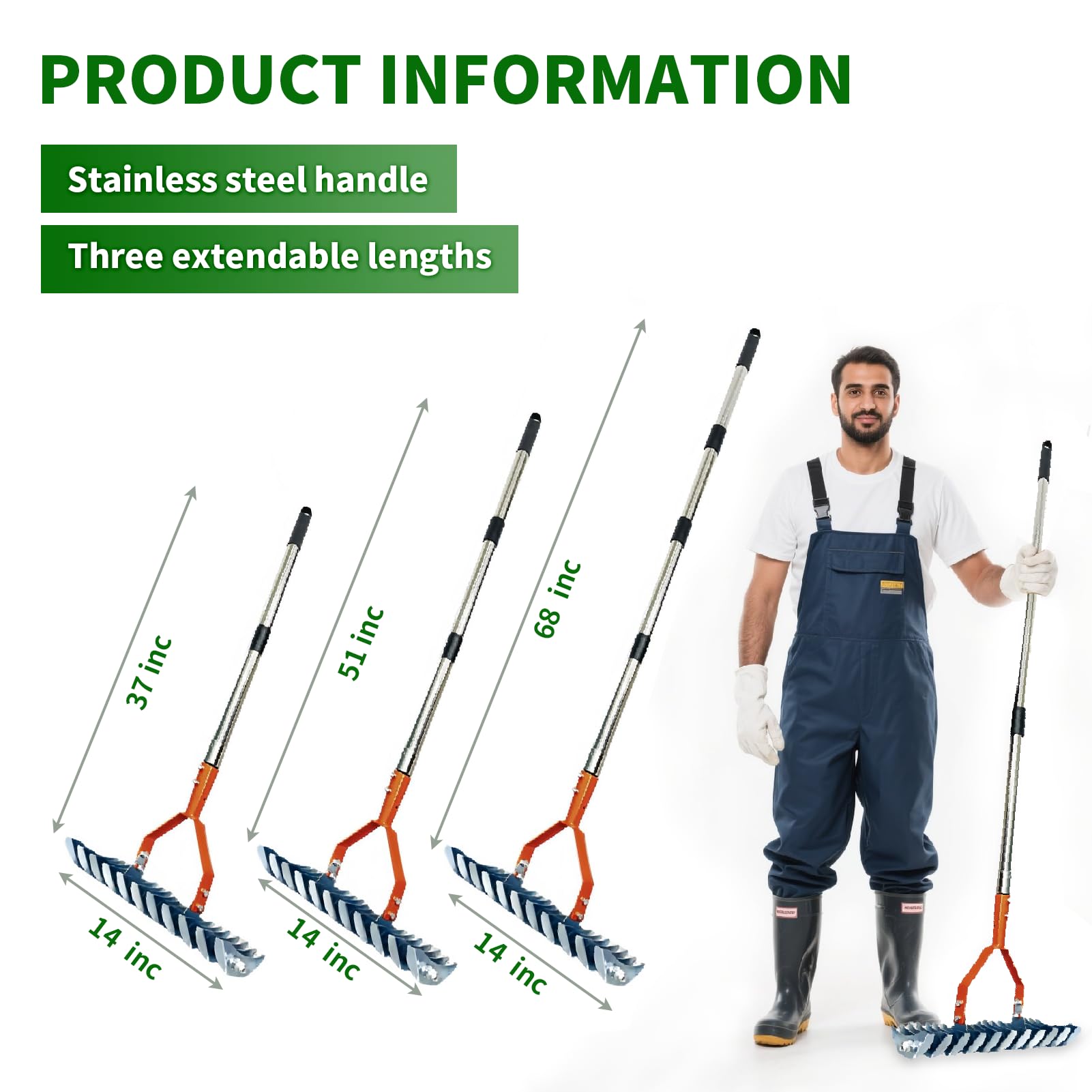 Grabie do strzechy, 35 cm (35 cm) – wytrzymała stal; narzędzie z uchwytem do wydajnego usuwania martwej trawy; wszechstronna pielęgnacja podwórka; zwiększa glebę; trwałość; w ogrodach (grabie)