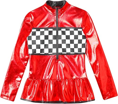 Miniatura 3 de YiZYiF Disfraz de piloto de carreras para niños y niñas, con estampado de tablero de ajedrez, para Halloween, juego de rol