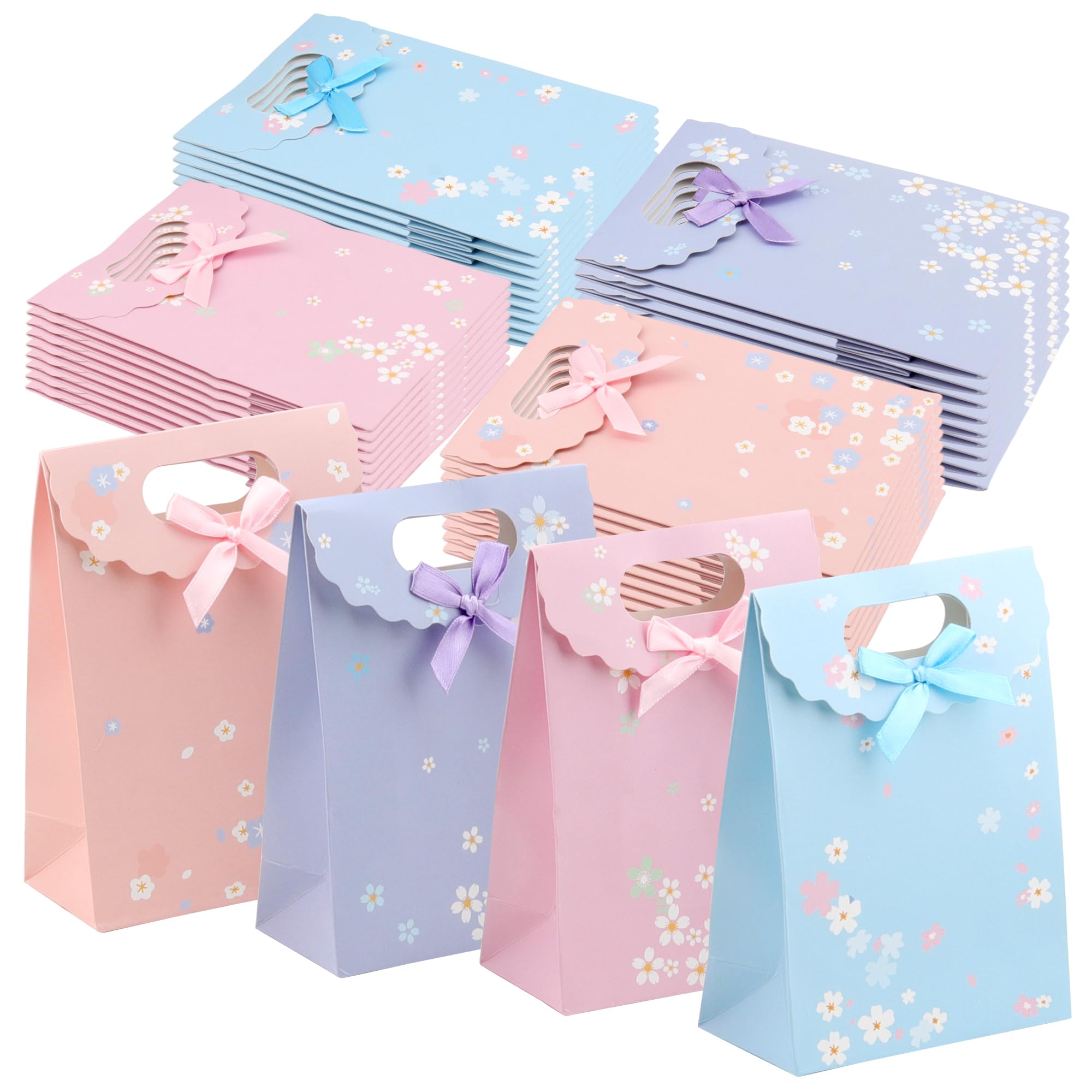 TAICHEUT 60 Pack Small Gift Bags, 12x6x16cm Party Bags with Handles for Birthday Presents, Wedding, Christmas and Daily Use