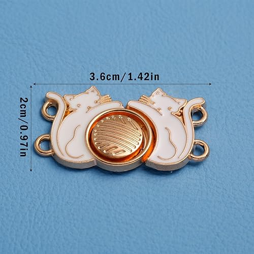 Miniatura 2 de 10 pares de pantalones de mezclilla de gato, ajuste de botón de cintura, lindo gato aprieta la cintura, botón de cintura, hebilla de cintura, clip