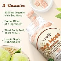 Vista 4 de Gomitas de musgo marino orgánicas para adultos y niños, 2000 mg de musgo marino irlandés, vinagre de sidra de manzana, vejiga, bardana, clorofila