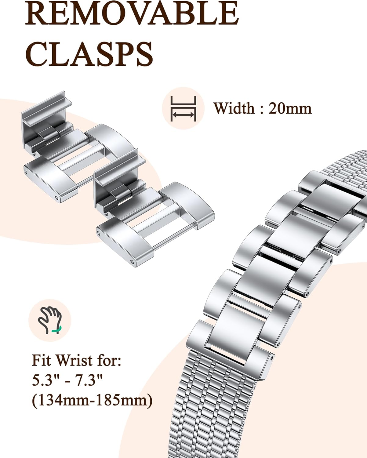 Moolia Stainless Steel Band Compatible with Apple Watch Strap 40/42/41/38/44/46/45/49mm Women, Dressy Fancy Bracelet Metal Mesh Link Wristband for iWatch Series 11 10 9 8 7 6 5 4 3 SE/Ultra 3 2 1 - Image 4