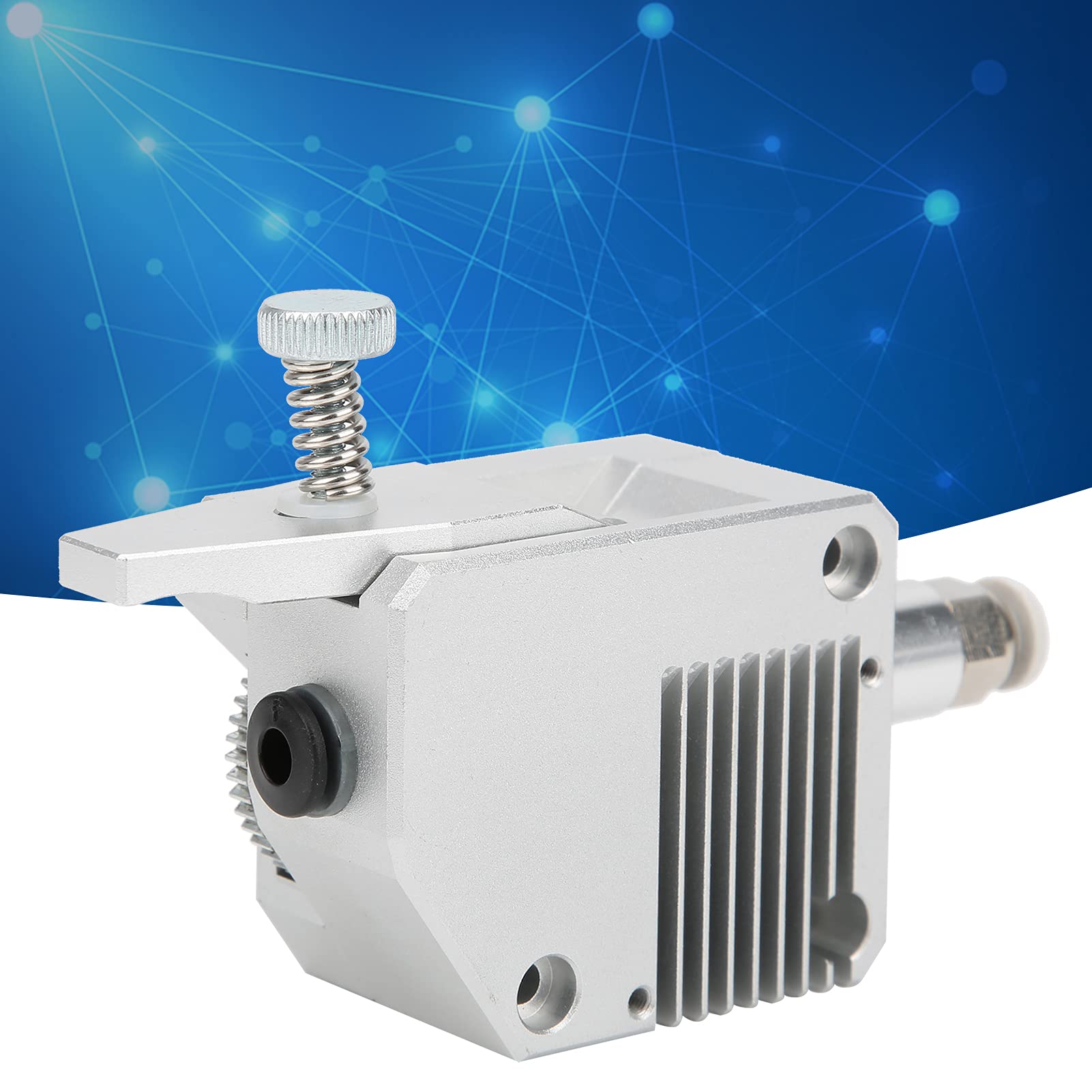 3D Drucker Zubehör Ersatzteil, Dual Gear Extruder, Upgrade Dual Drive Gear Extruder Vollmetallgehäuse 1,75 mm Verbrauchsmaterial für 3D Drucker Silber
