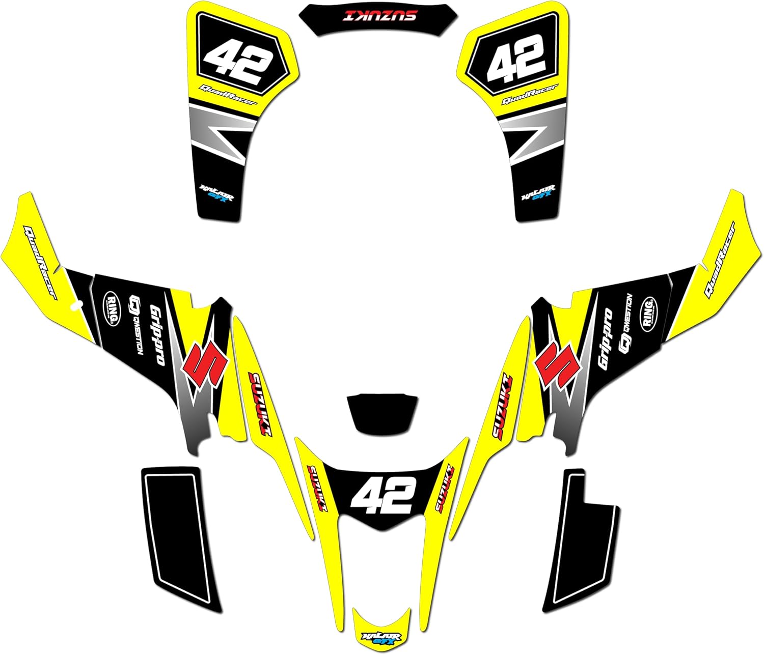 Graphics Kit for Suzuki LTZ 400 (2003-2008) Factory Series Yellow 16 Mil - ATV UTV Custom Racing Graphics Stickers Decals Kit, no-Plastics