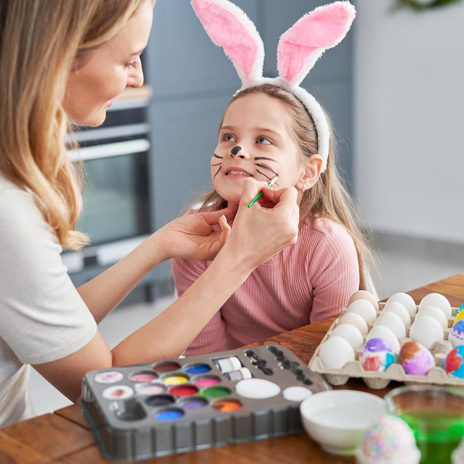 3-Piece Bunny Ears and Tail Costume Accessory Set - Includes White and Pink Bunny Ears Headband, Bow Tie, and Tail for Easter, Halloween, Dress-Up Parties, Cosplay, and Animal-Themed Party Supplies - Image 3