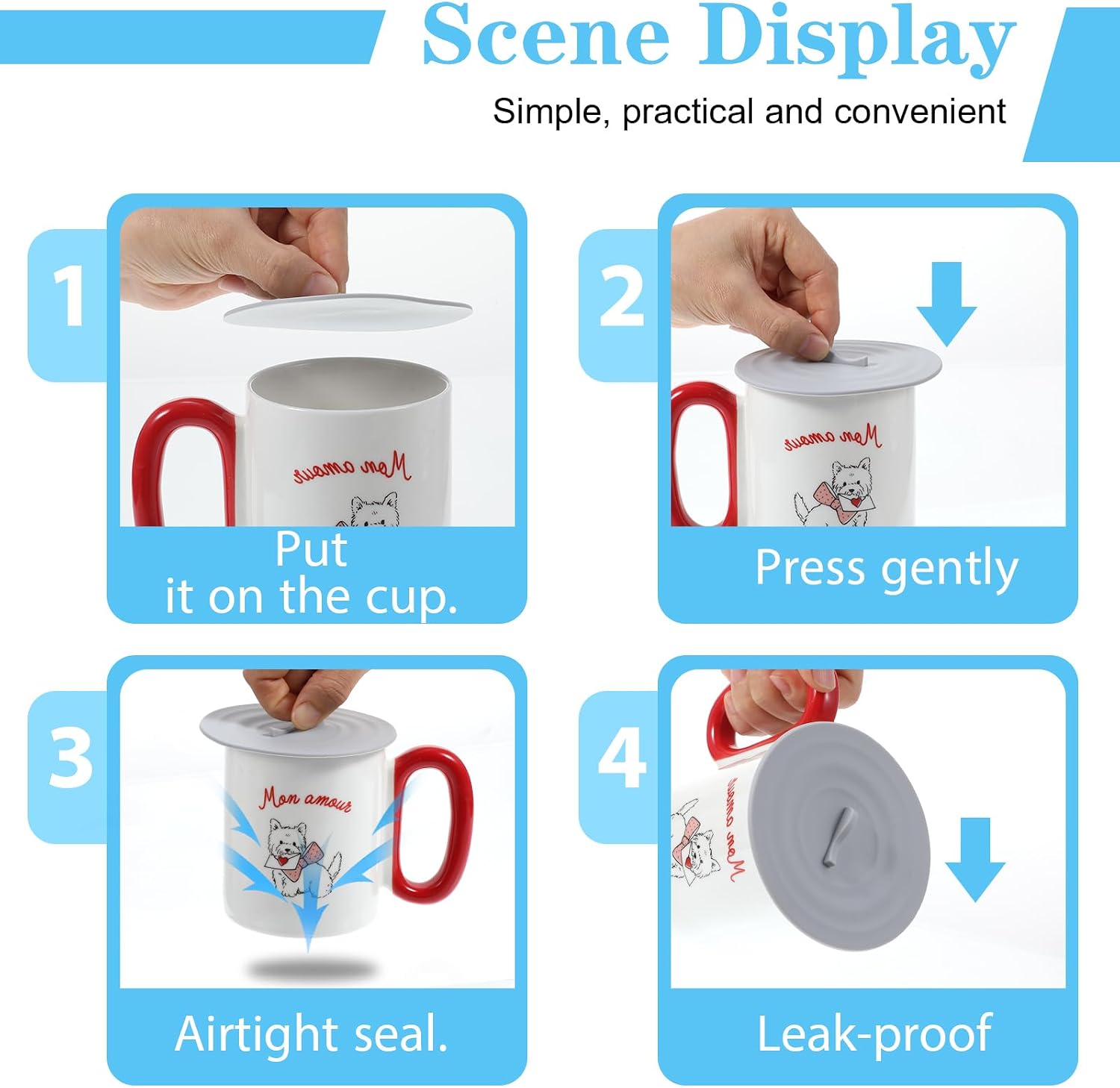 Ymapinc 6Pcs Silicone Lids for Cups, Silicone Cup Covers for Drinks Safety