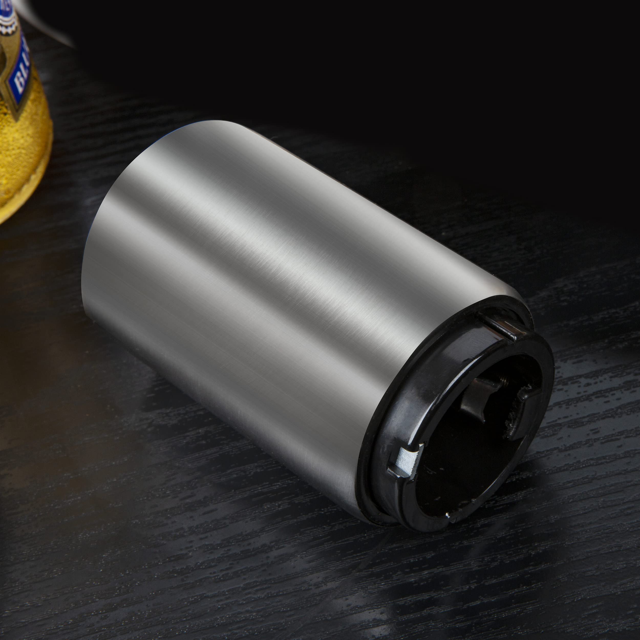 Abridor automático de botellas con mecanismo magnético, abrebotellas compacto plateado