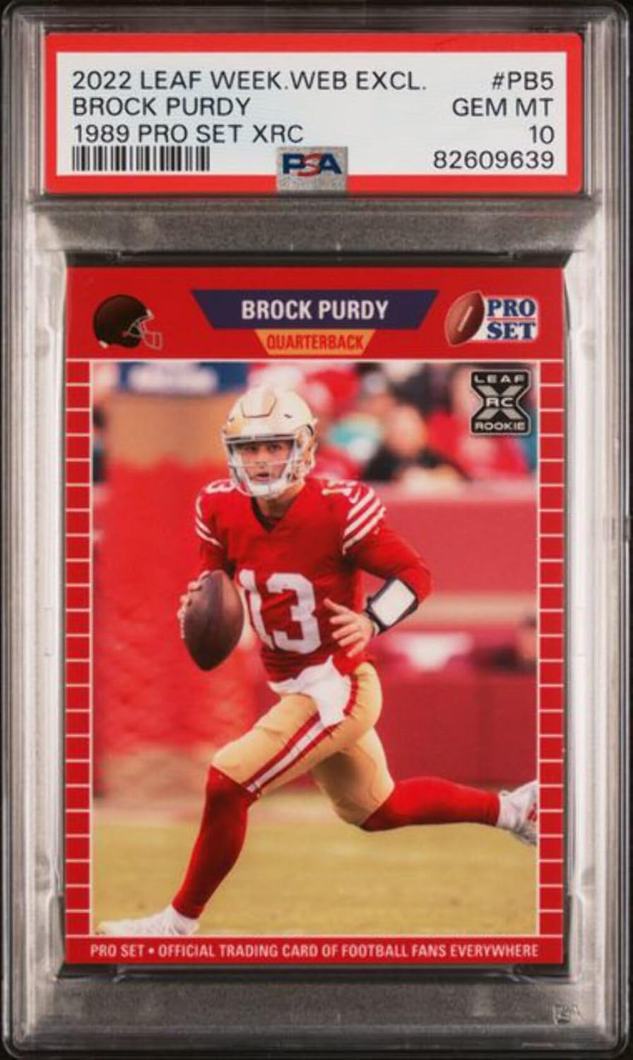 Graded 2022 Leaf Weekly Web Exclusive Brock Purdy #PB5 1989 Pro Set XRC Rookie RC Football Card PSA 10 Gem Mint