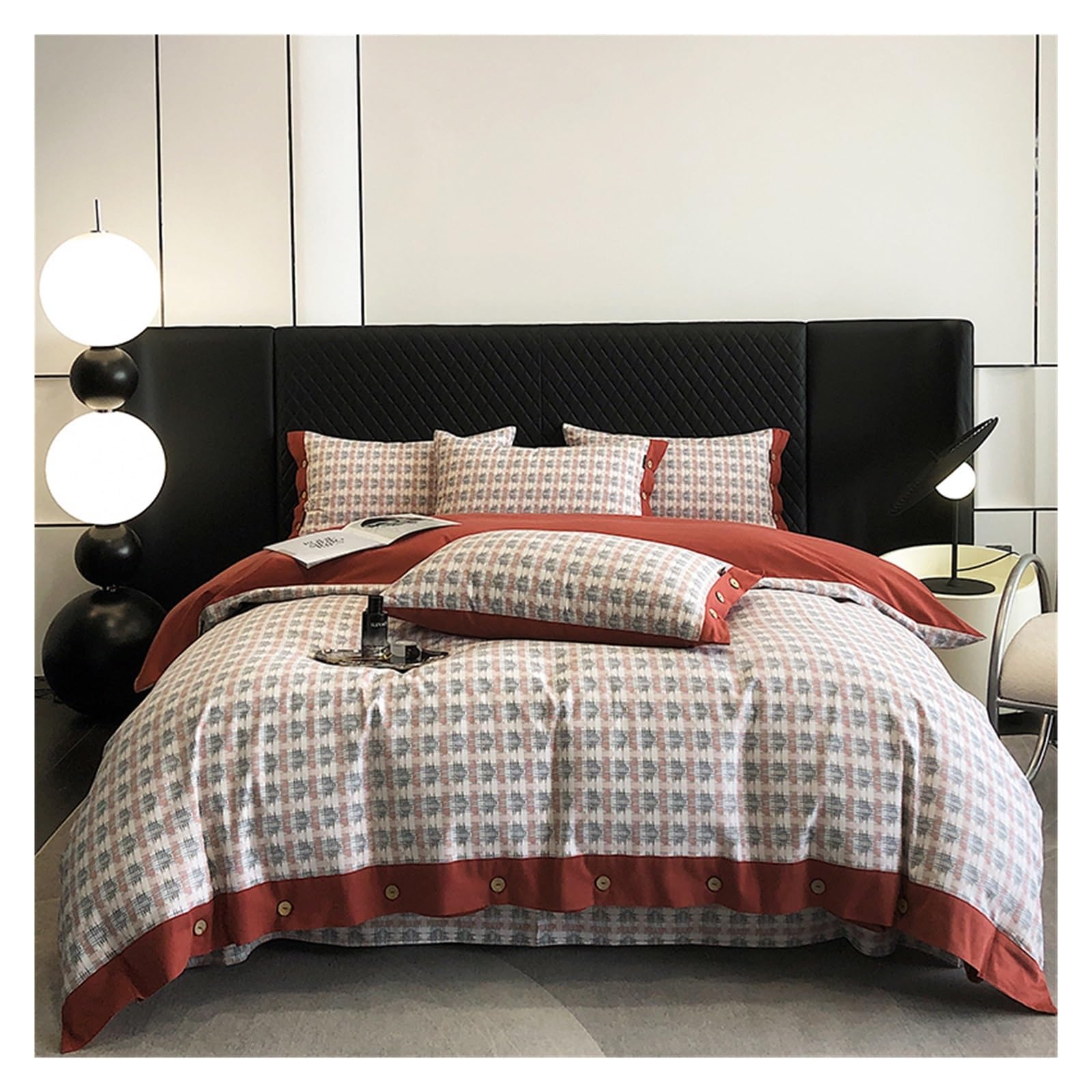 Housse de couette en coton 4 pièces pour lit 1.5m avec drap et taies
