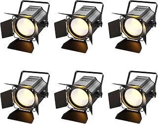 Stage Lights with Barn Doors, 200W COB LED Par Can Lights Spotlights, 2 in 1 Cool White & Warm White DMX512 Sound Activated Uplights for Events Parties Wedding Theater Church Concert Dance 6Pcs