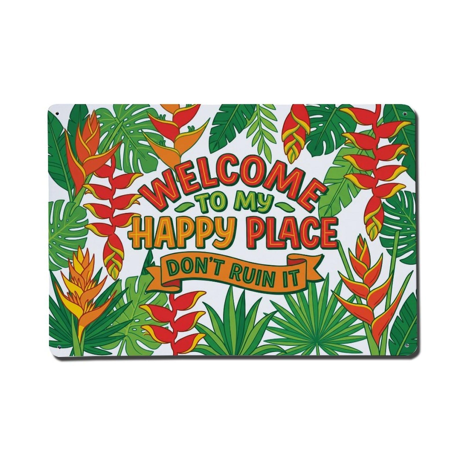 Tropical Heliconia Jungle Patio Humor Metal Tin Sign Plaque Wall Decor for Cafe, Club Bar, Office, Home Garden Metal Poster 8x12Inch
