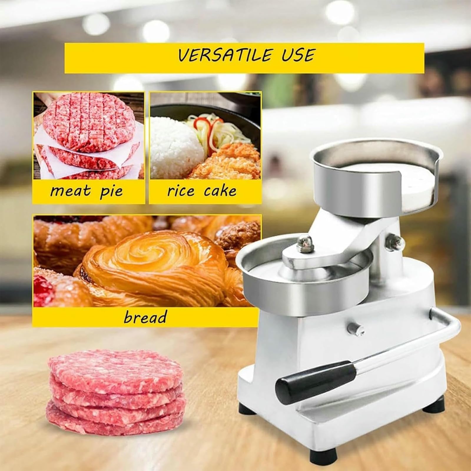 Prensa de hamburguesas, máquina formadora de carne manual de acero inoxidable para cocina y exterior, ideal para uso comercial, perfecta para asar y cocinar