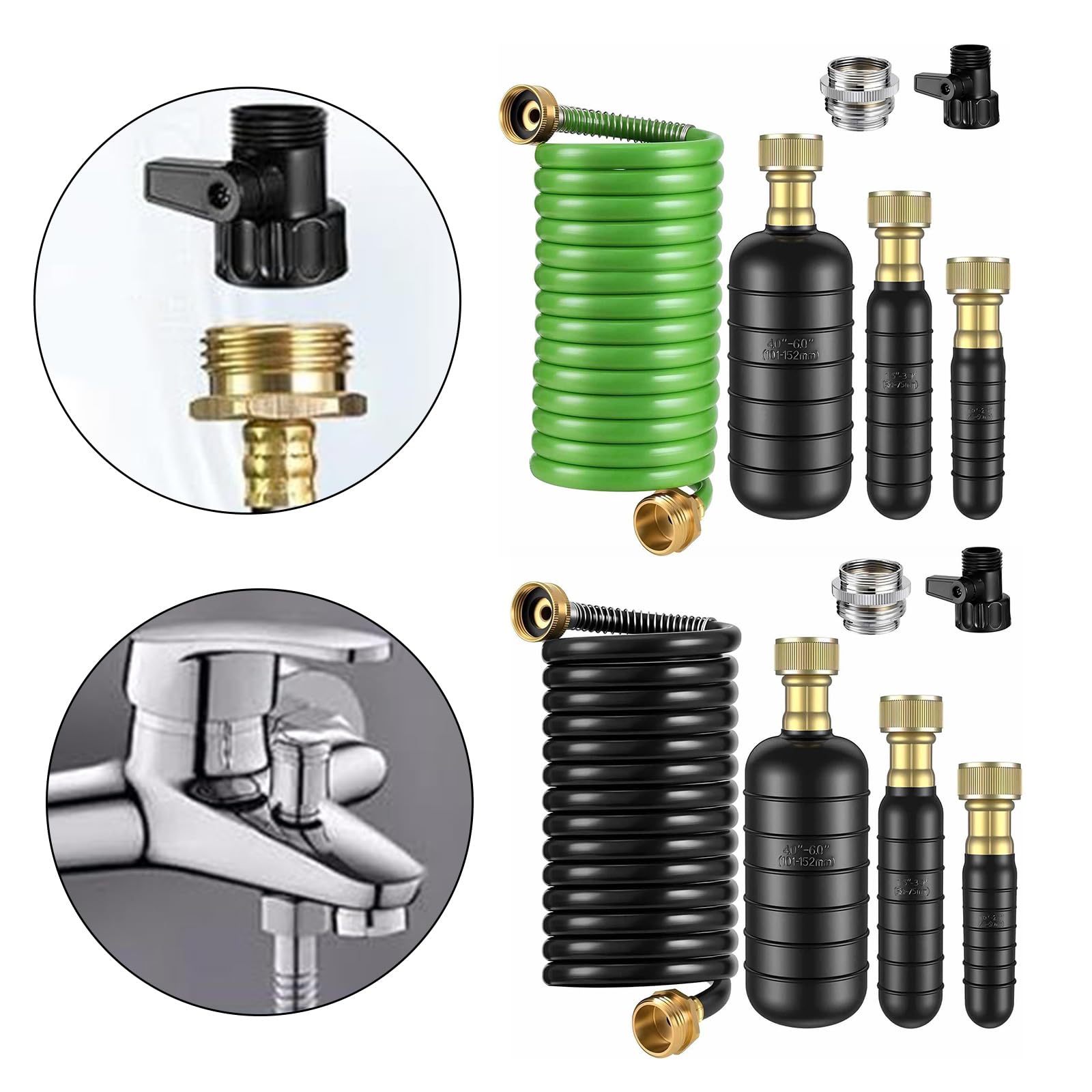Adaptador de grifo de latón expandible, manguera de drenaje retráctil, apto para limpieza de riego al aire libre, materiales ABS, fácil instalación, adaptador de grifo de latón, manguera de jardín