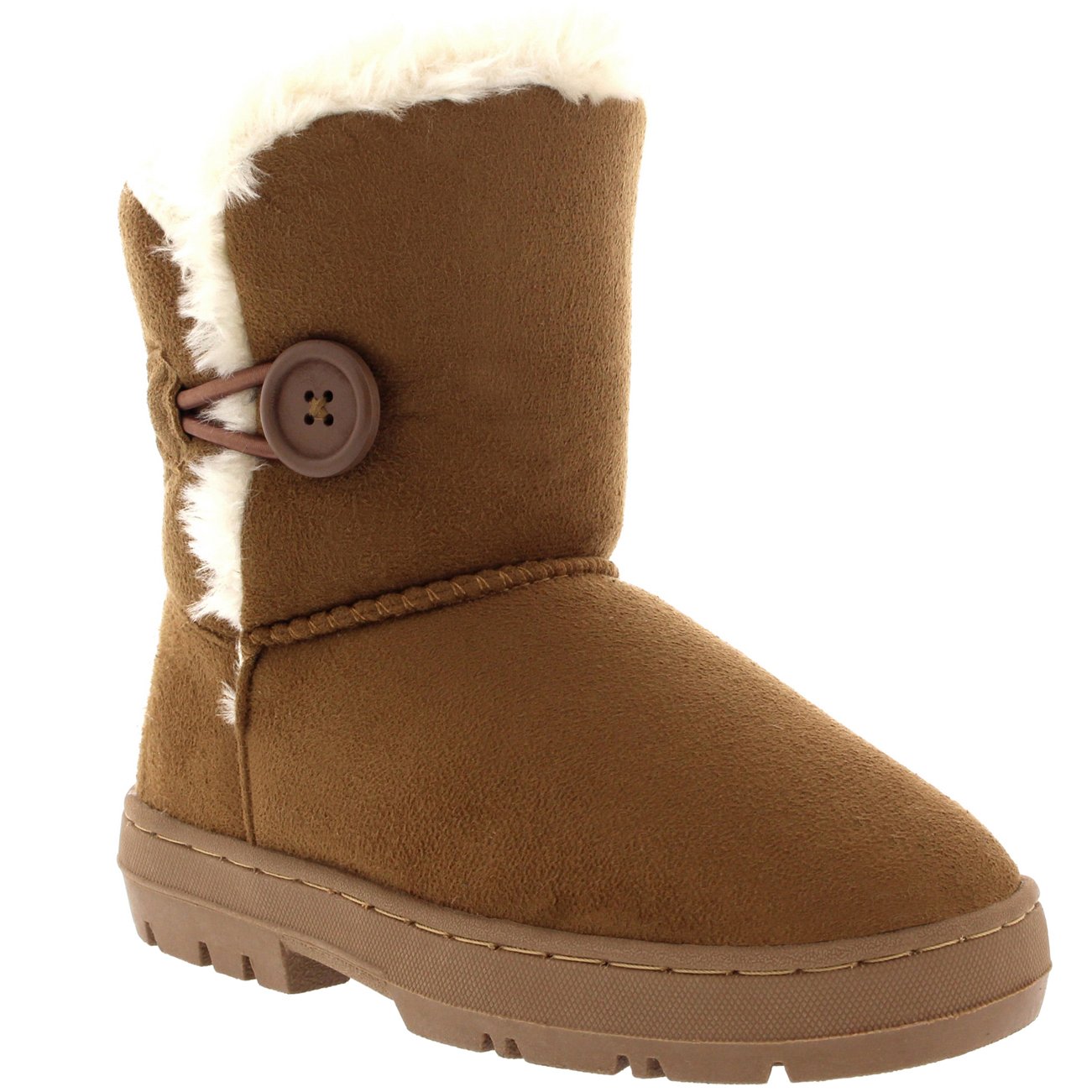 Kids Girls Button Winter Snow Rain Cosy Casual Warm Boots