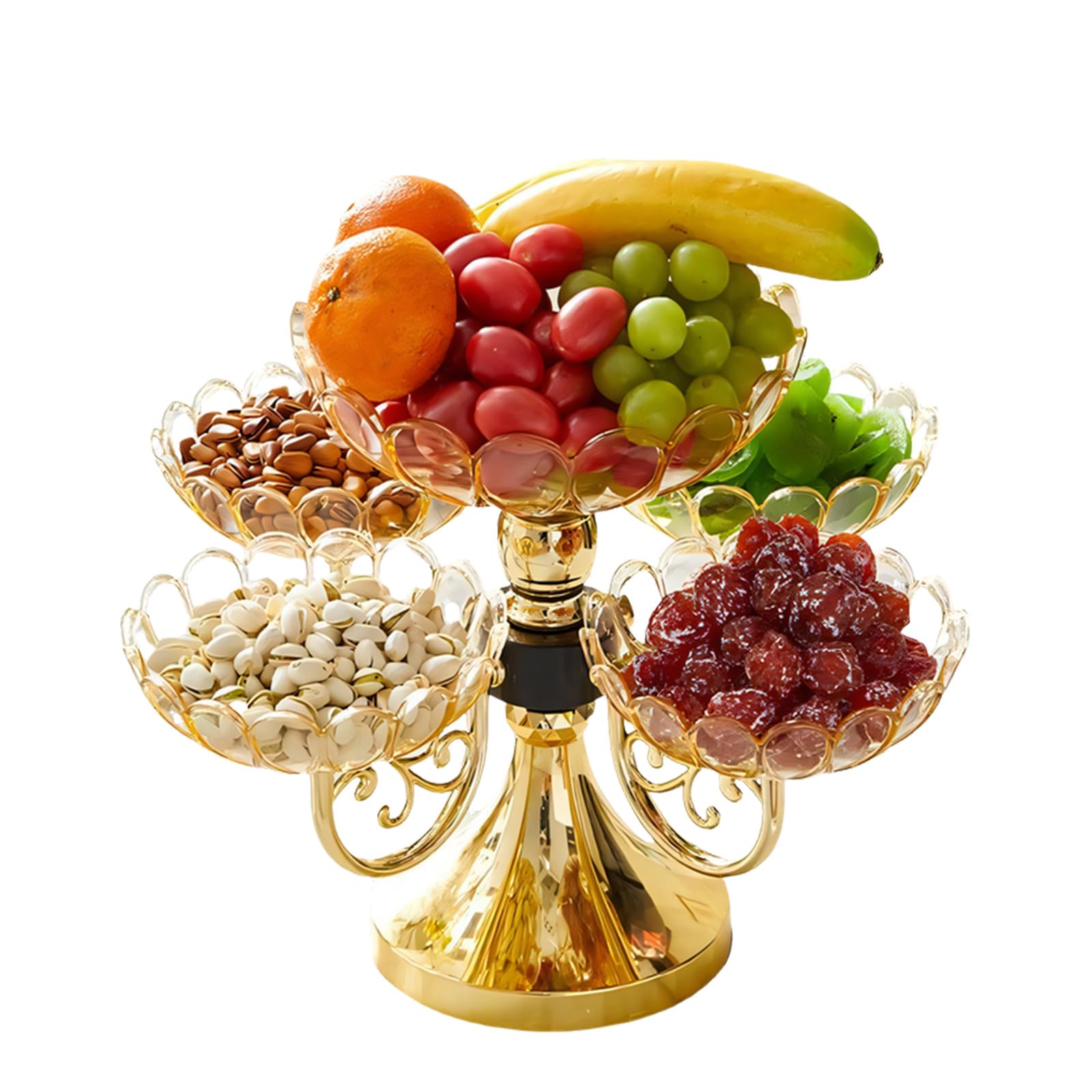 Piatto da portata rotante salvaspazio a 5 strati per frutta, noci, caramelle, organizer ideale per decorare il soggiorno