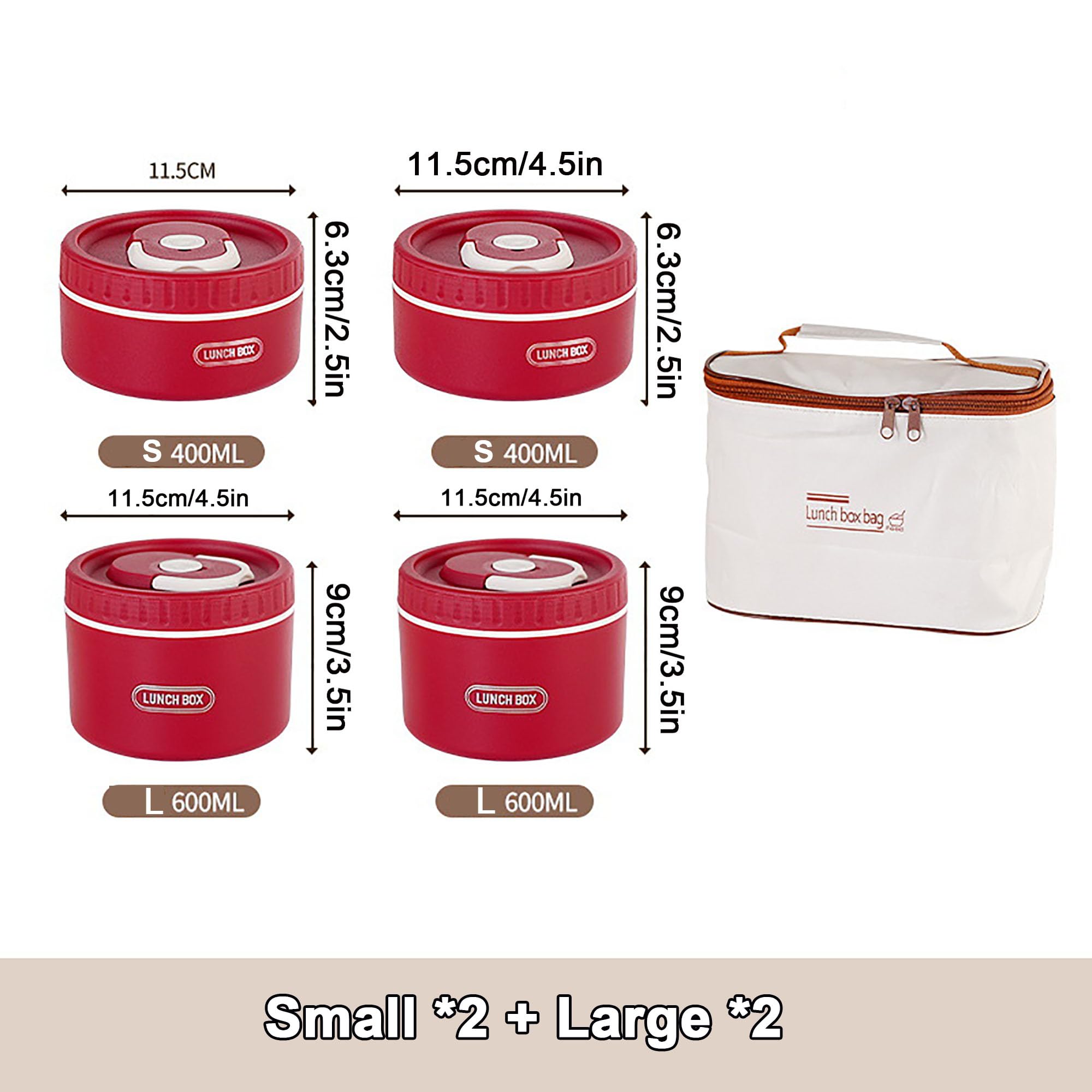 Stapelbare Bento Lunchbox, tragbarer isolierter Lunchbehälter, mikrowellengeeigneter Behälter für warme Speisen, auslaufsicherer Thermobehälter für Picknicks, Arbeit, Reisen,Beige-4 pcs