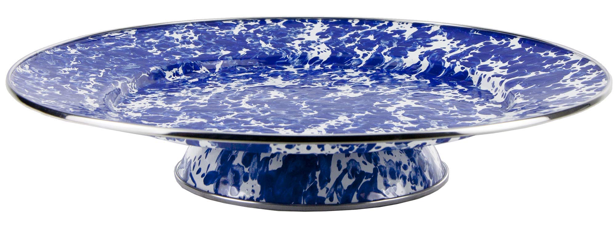 Golden Rabbit Enamelware - 12.5" Cake Plate (Cobalt Swirl)