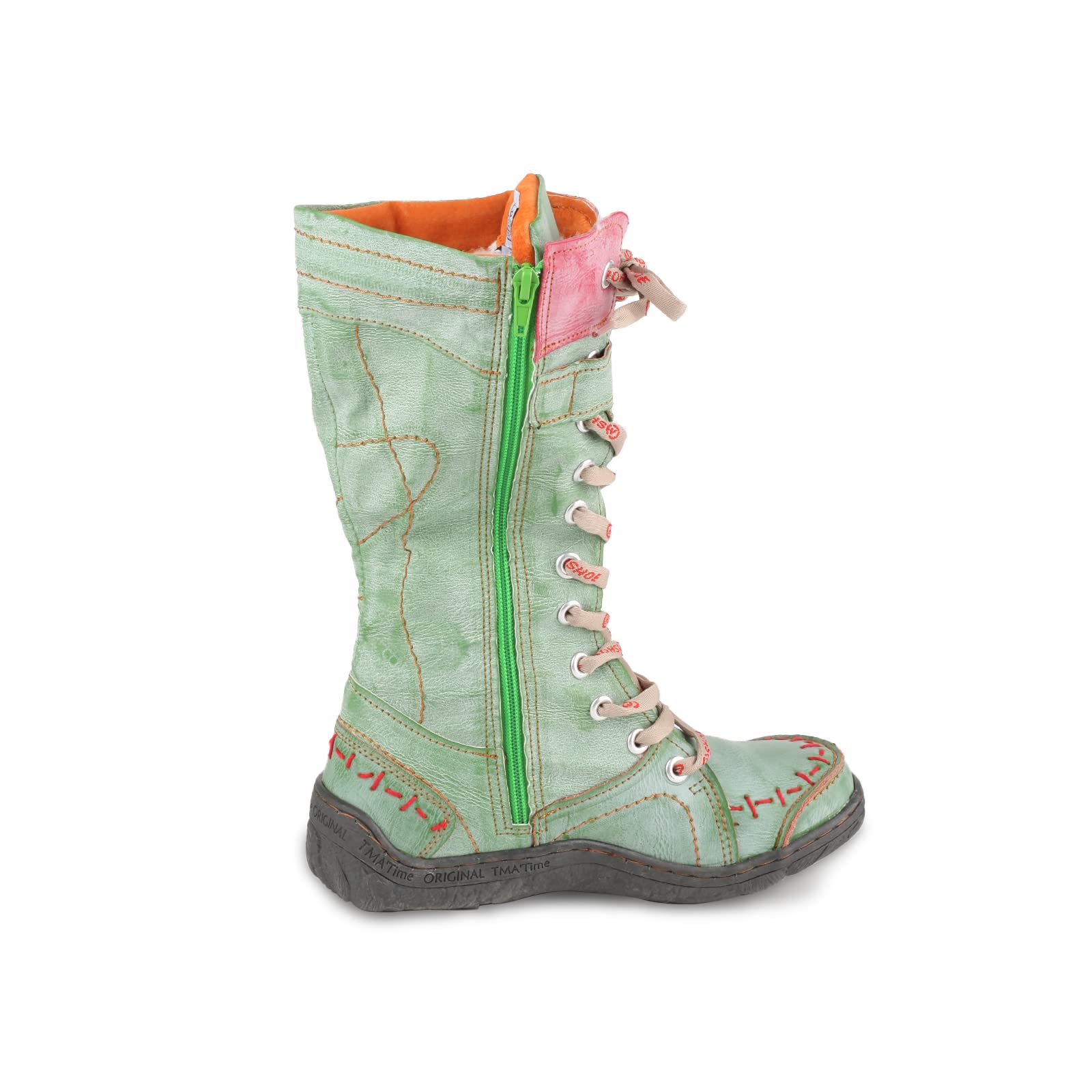 TMA EYES Botas de invierno para mujeres con suela plana, botas de nieve forradas de piel