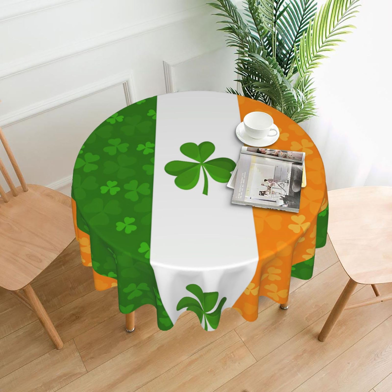 YYHHAOFA irish flag Prints 60in Round Decorative Tablecloth – High-Grade Polyester Throw Cover for Dining, Parties, and Outdoor Events