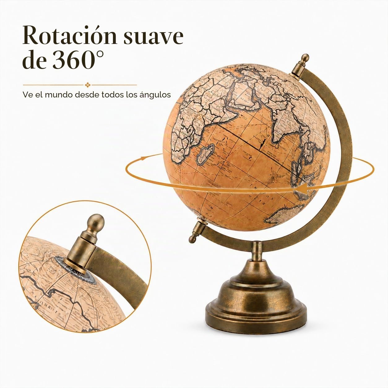 EXERZ Globo antiguo de 20 cm con base de metal, globo decorativo artesanal SI-7047 (20 cm)