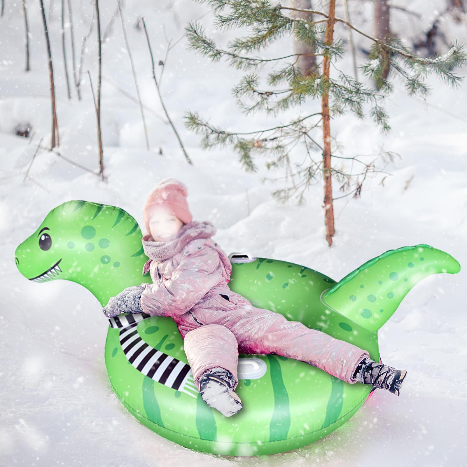 Jemora Addensare slitte da Neve gonfiabili con Tubo da Neve con Manici Giocattoli Invernali per Bambini Adulti